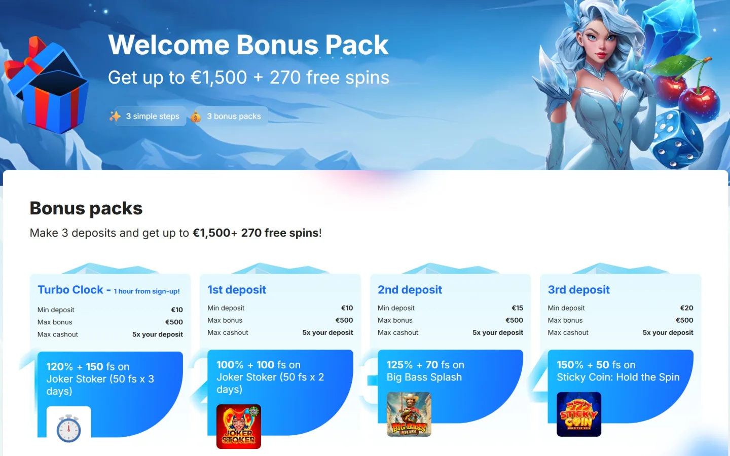 Bonusvillkor med 40x omsättningskrav och 25 kr max-insats synligt