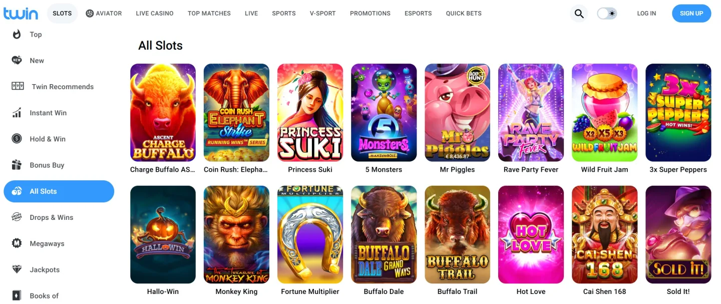 Spelbibliotek med aktivt leverantörsfilter och synliga slot-kort