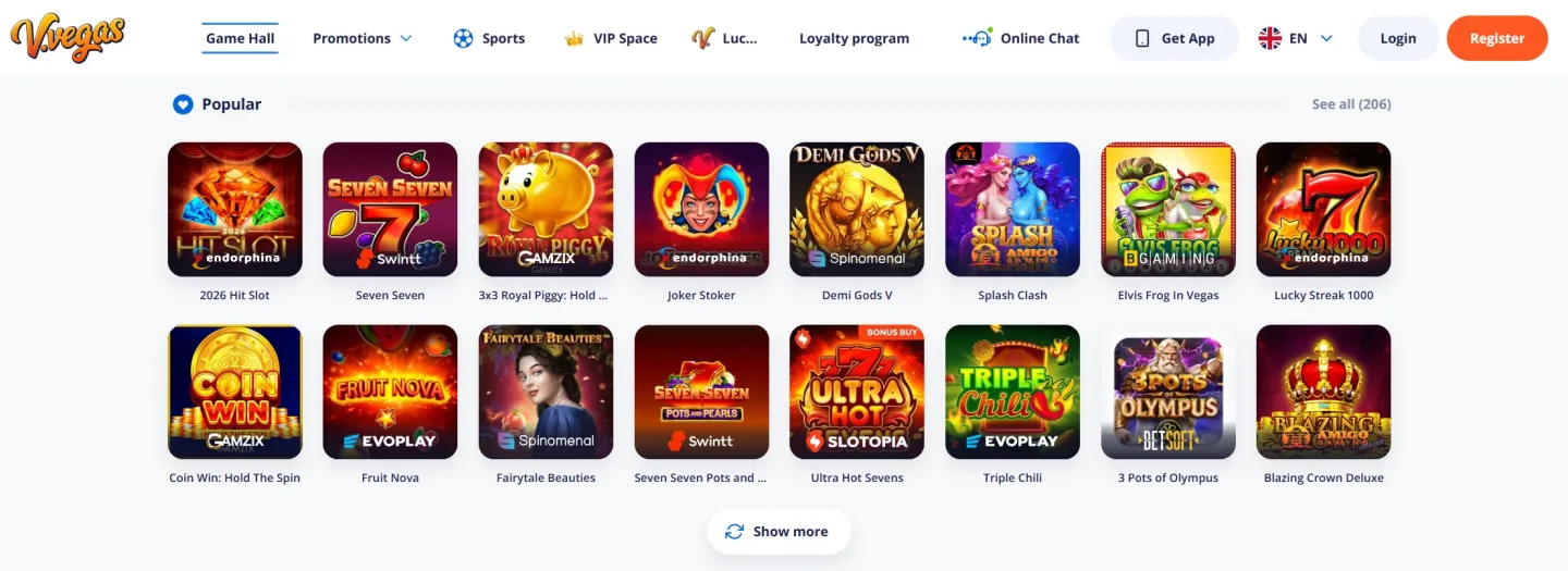 Mobil portrait-vy med tydlig navigering och lobbyspel synliga