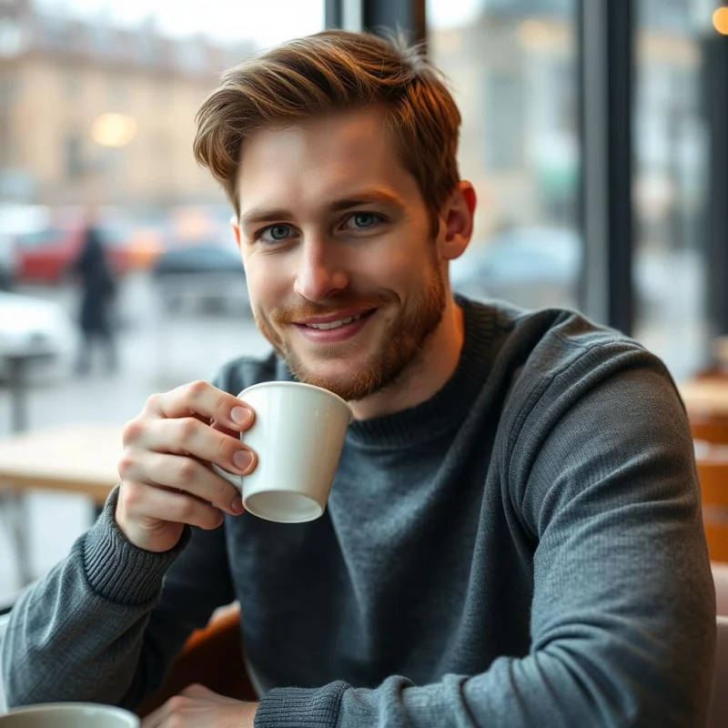 Erik på favoritkaféet i Göteborg